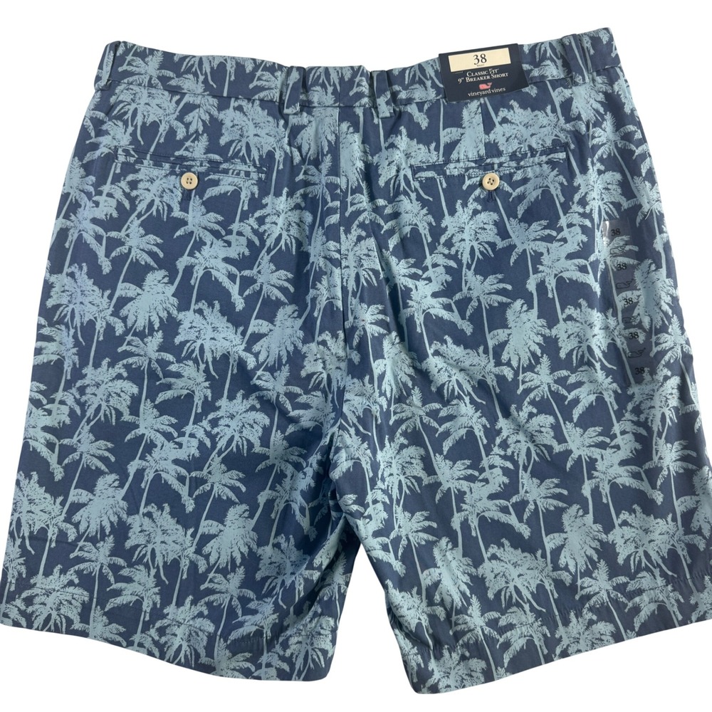 Vineyard Vines Breaker Shorts Men 38 Blue Palm Tree Print 9 Inch Classic Fit NEW